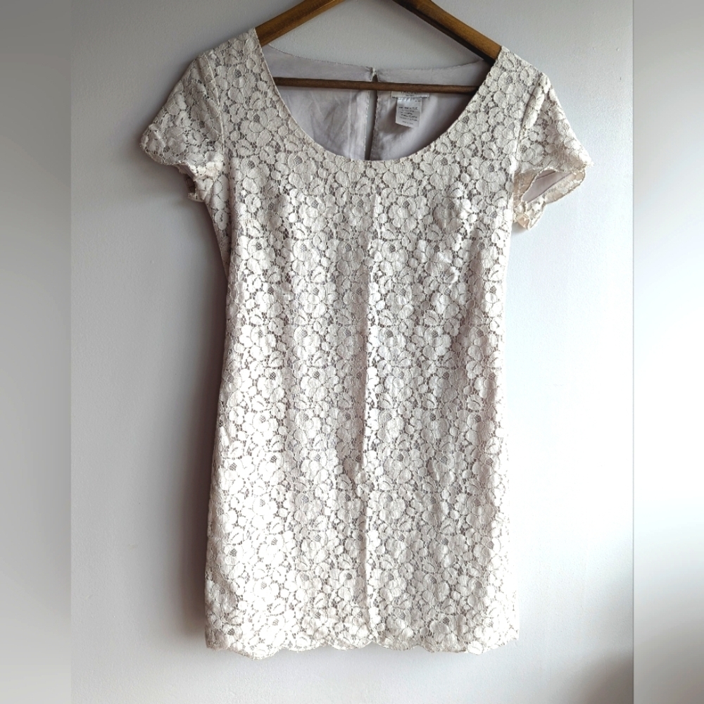 Talula Aritzia Womens XS Ash Dress Lace Short Sleeve Mini Sheath Floral Dainty